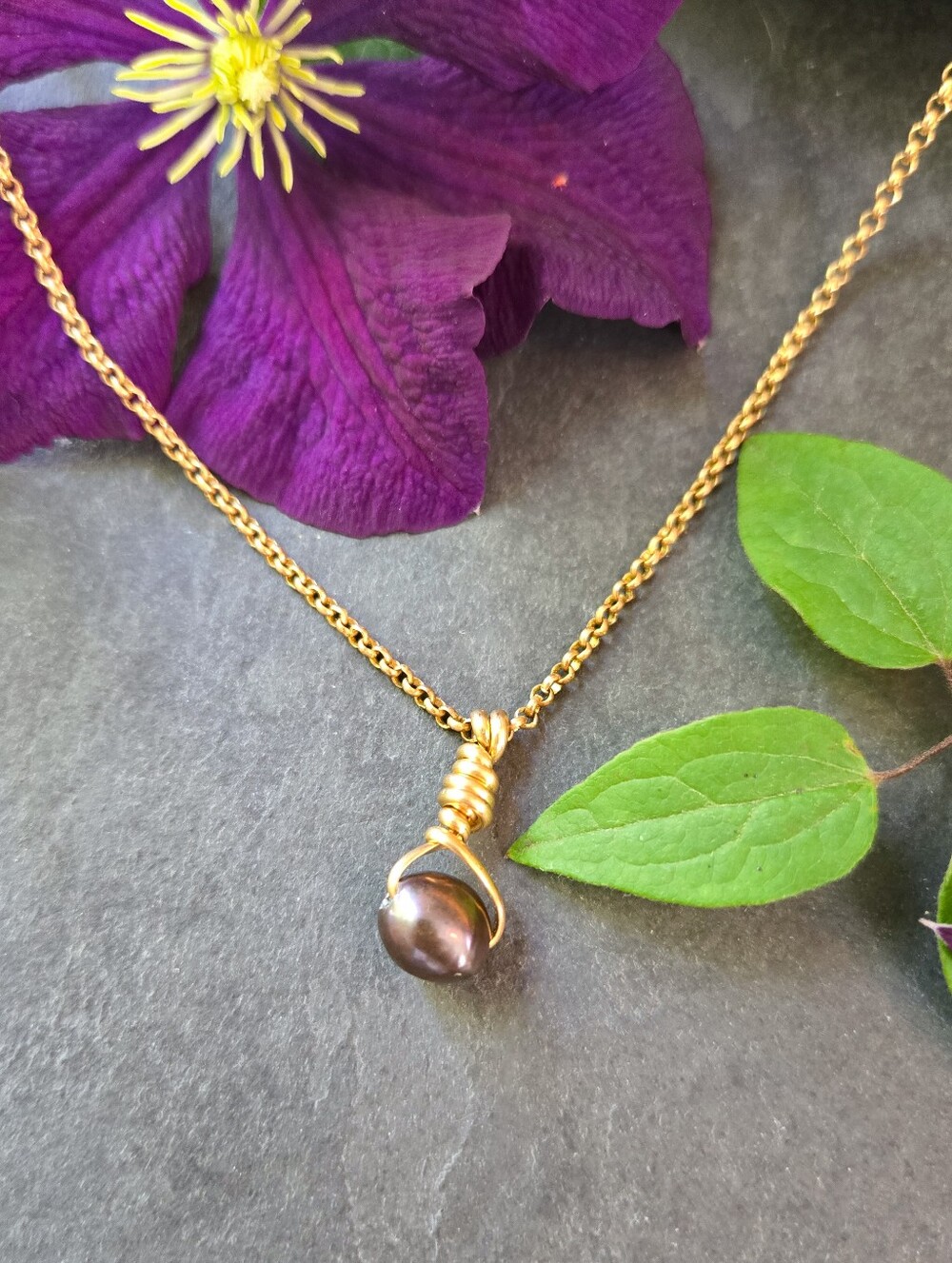 NWT Peacock Pearl Wrapped Pendant Necklace